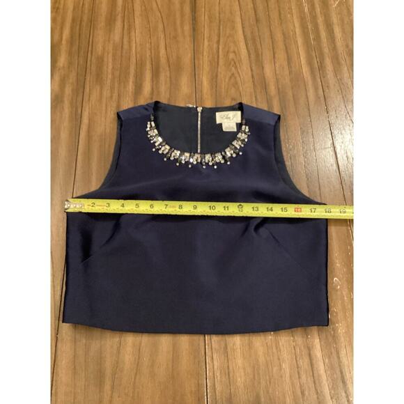 Eliza j mettalic stripe jacquard Embellished faille Rhinestone top & skirt set 6 - Picture 9 of 14